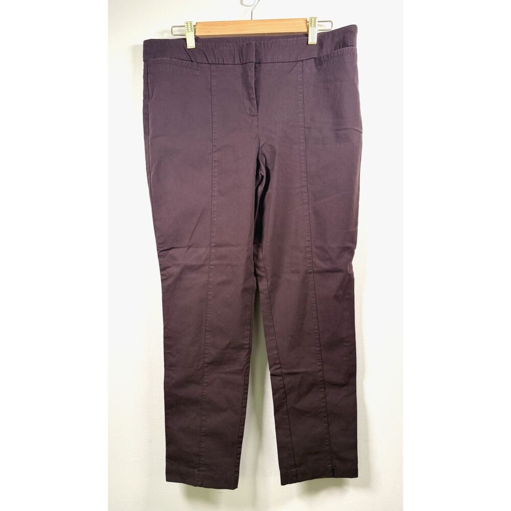 Worthington Women's Purple Dress Pants Flat Front Slim Straight Leg Pockets 14